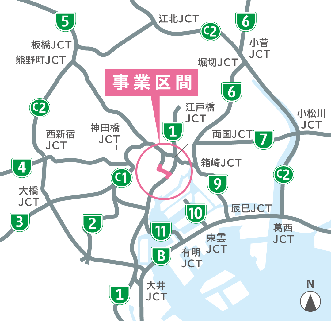 事業区間の地図
