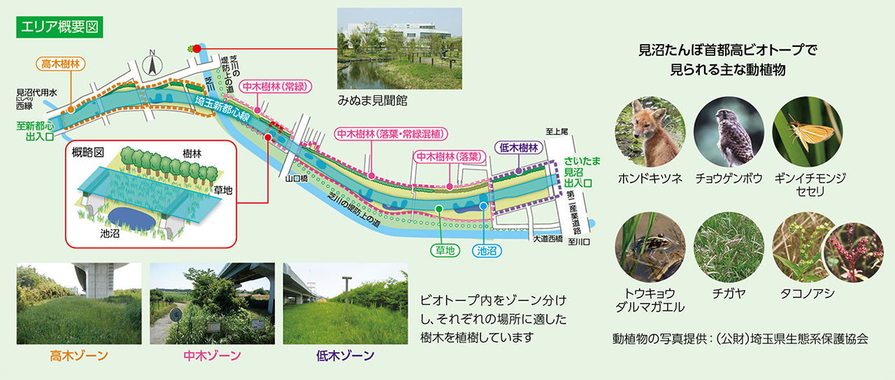 見沼たんぼ首都高ビオトープエリア概要図