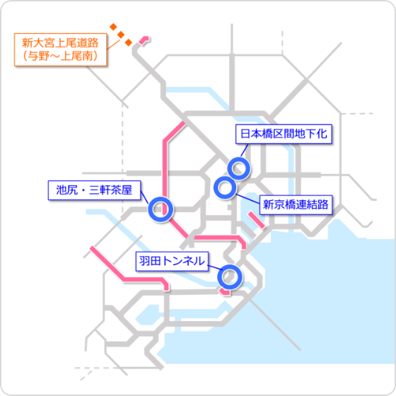 将来的に渋滞が残存する箇所についてもさらなる機能強化を検討する図