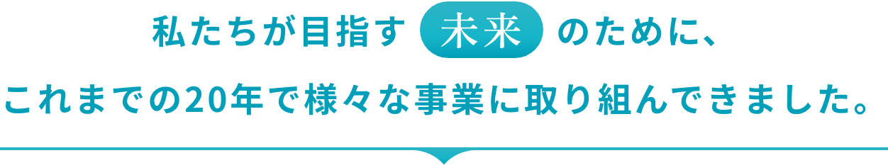 私たちが目指す未来のために、これまでの20年で様々な事業に取り組んできました。