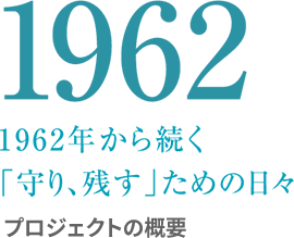 1962 1962年から続く 「守り、残す」ための日々 プロジェクト概要