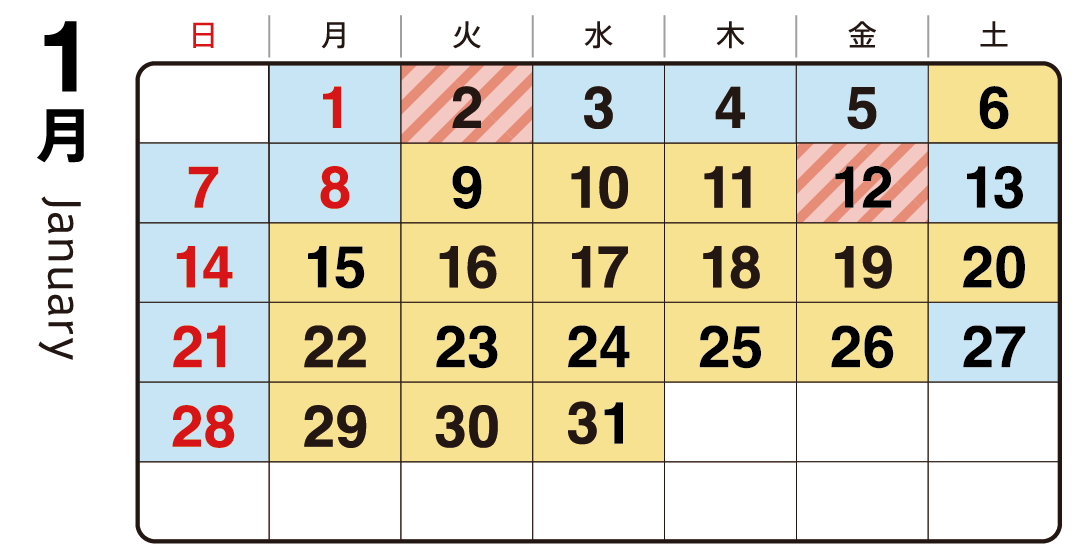 渋滞予想カレンダー1月