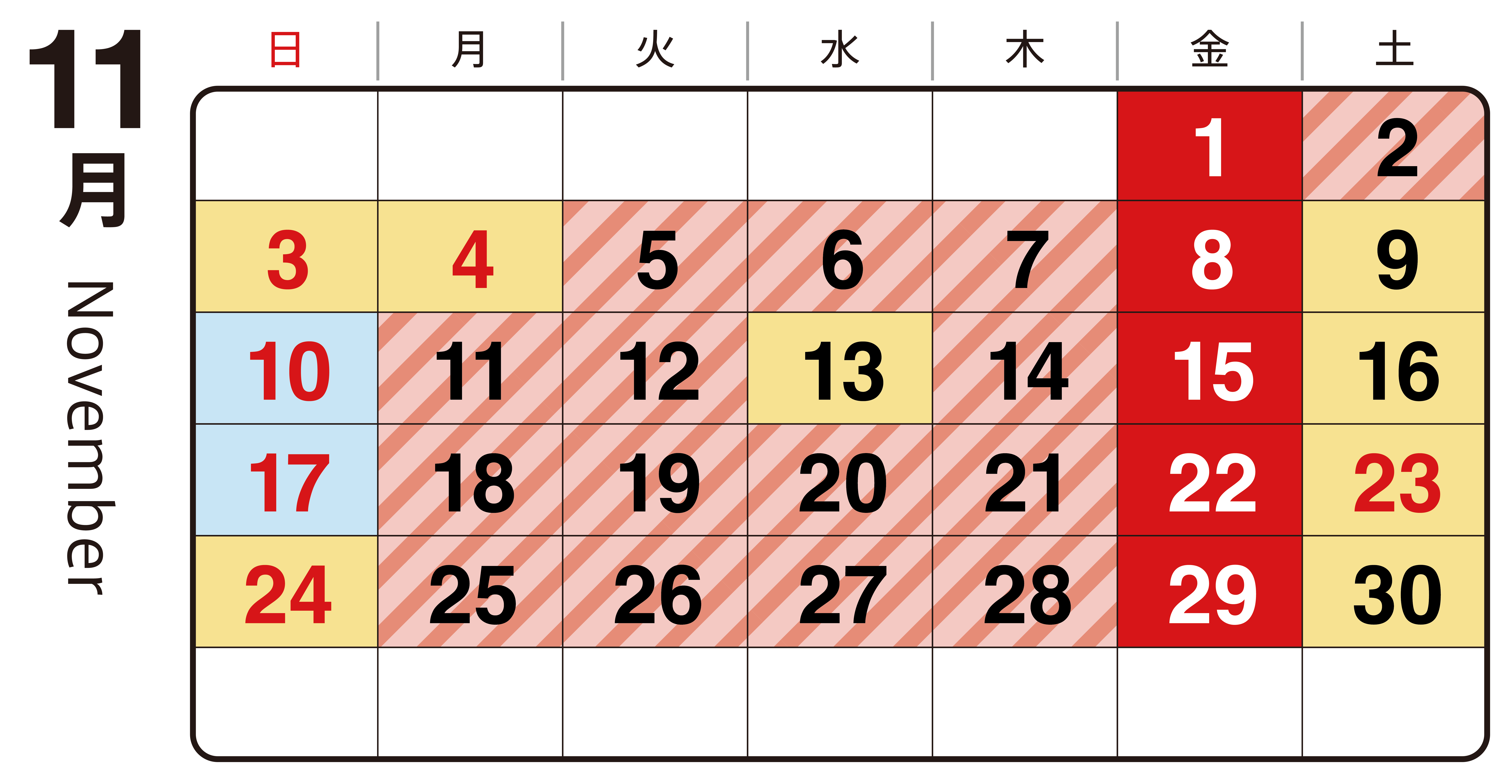 渋滞予想カレンダー11月