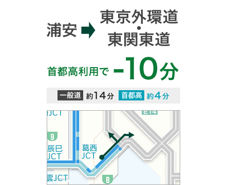 浦安 → 東京外環道・東関東道