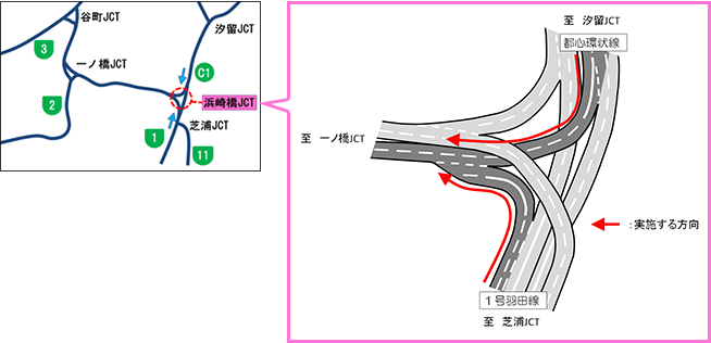 浜崎橋ジャンクション位置図